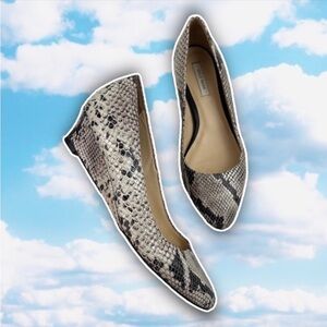 COLE HAAN Bradshaw Pointed Toe Wedges Sahara Snake Roccio Leather Python Boho